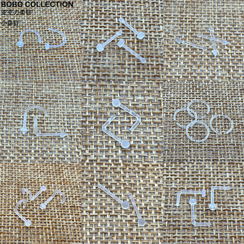 Cross-border UV transparent nose nail piercing jewelry nose ring earring flexible nose ring invisible acrylic PE nose ornaments