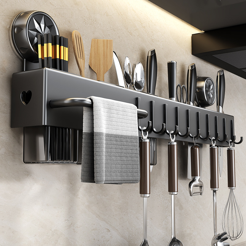 Punch-free Suction Cup Kitchen Storage Rack Wall-mounted Multi-functional Chopsticks Knife Holter Household Storage Rack