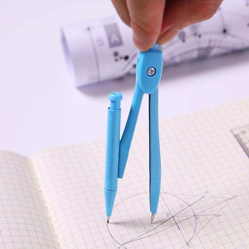 Candy color metal compasses suit primary school drawing tools boxed simple suit compasses test stationery
