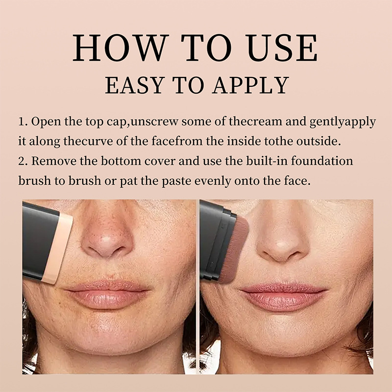 Amazon Cross-Border Makeup Concealer Non-Removing Makeup Liquid Foundation Puff Brush + Solid Foundation Two-In-One English Version