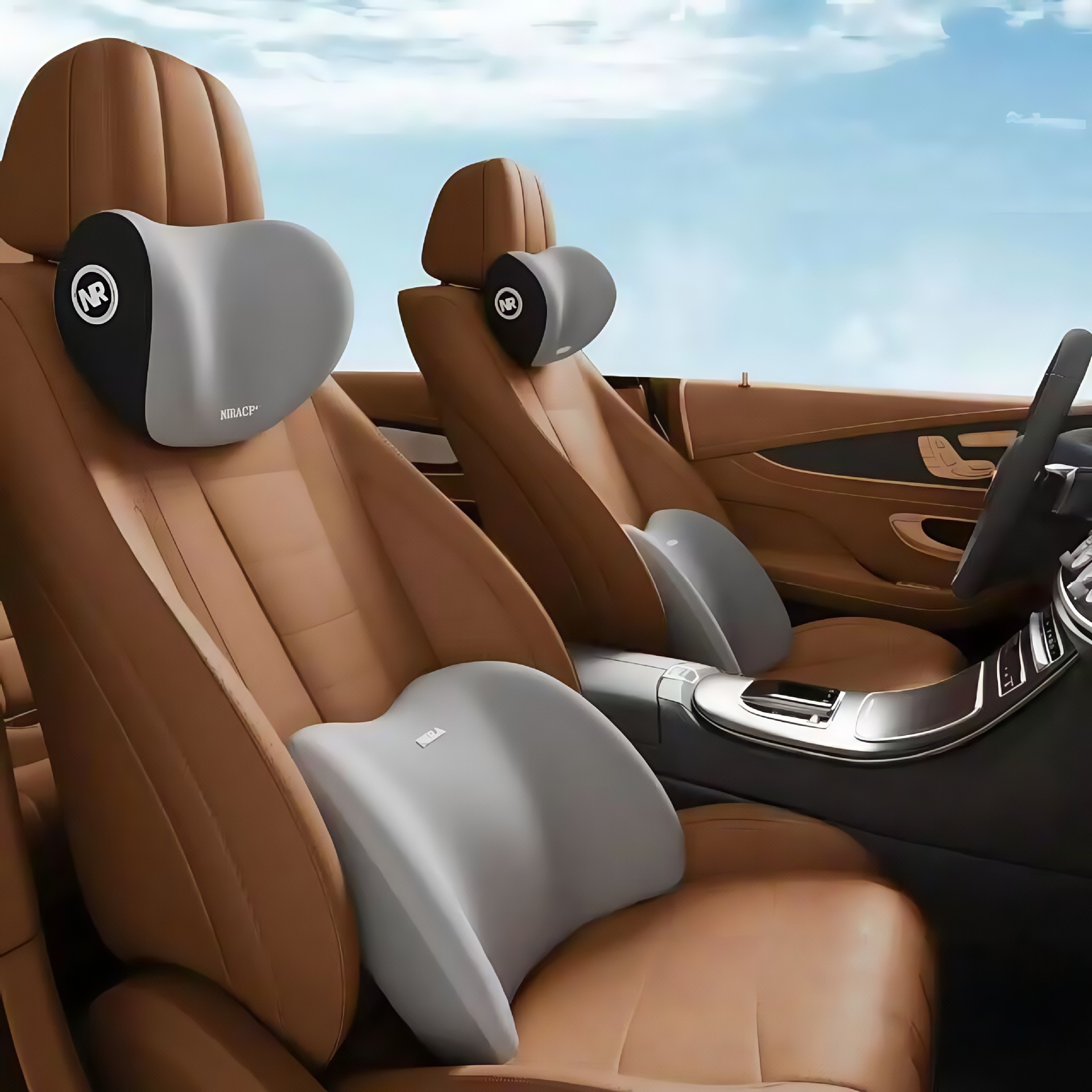 Car Lumbar Support Headrest Cushion Car Backrest Seat Support Lumbar Pillow Driving Waist Protection Car Neck Pillow