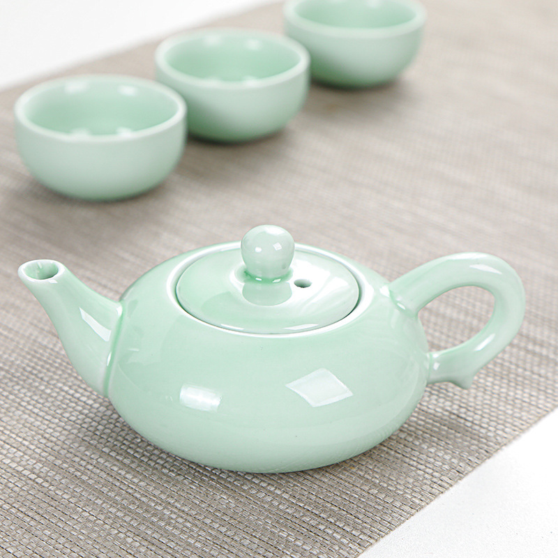 Celadon Xiaoyu One Pot and Six Cups Tea Set Set for Home Simple Portable Gift Event Souvenir Can Be Printed with Logo