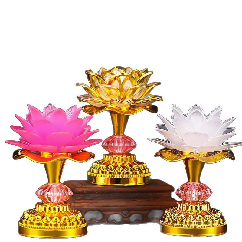 2023 new Lotus lamp Bodhisattva Buddha front lamp Everbright lamp home Buddha lamp colorful led plug-in Lotus lamp