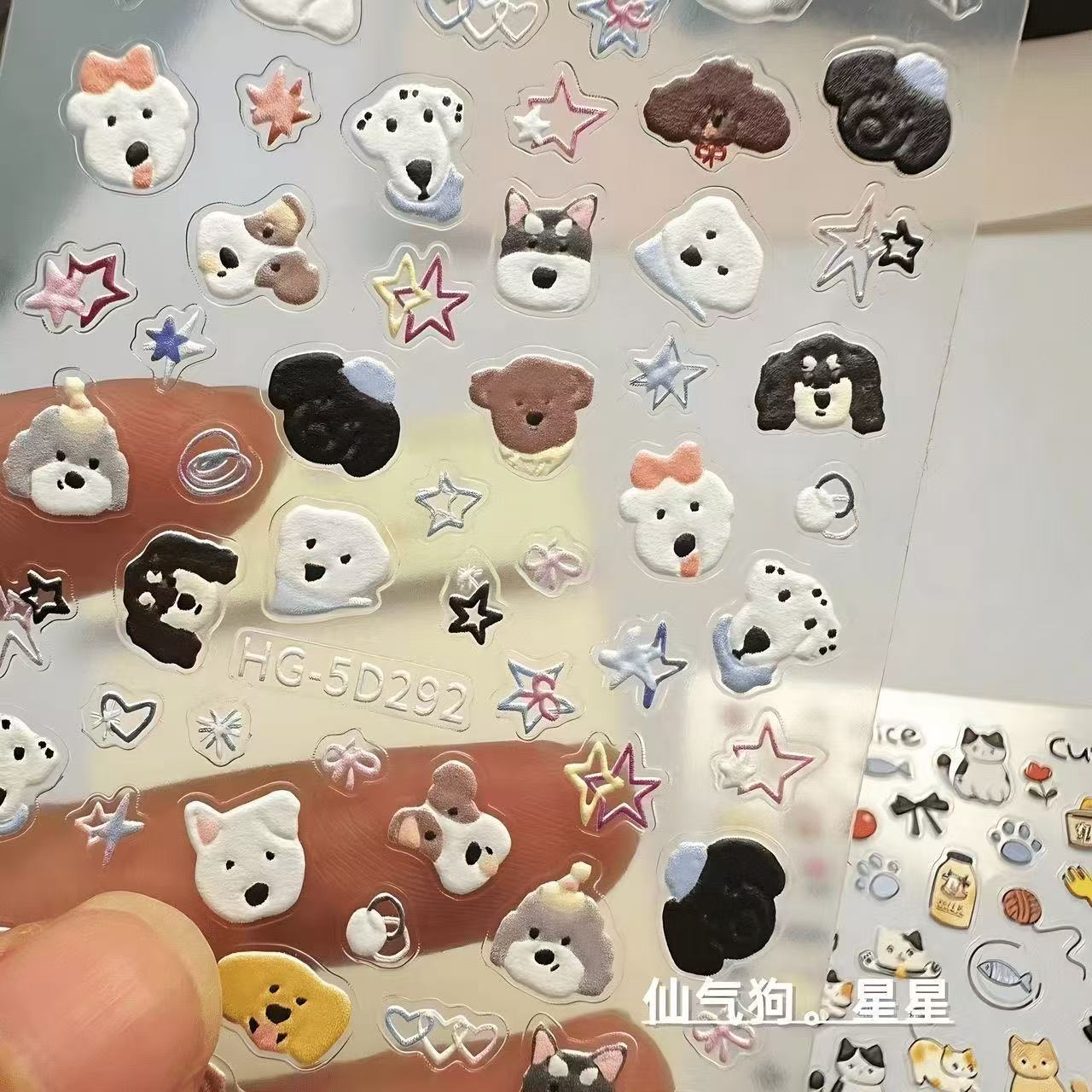 Ins Cute Dog Embossed Stereo Nail Art Stickers Japanese Style Cute Cat Nail Stickers Ccd Camera Cartoon Waterproof