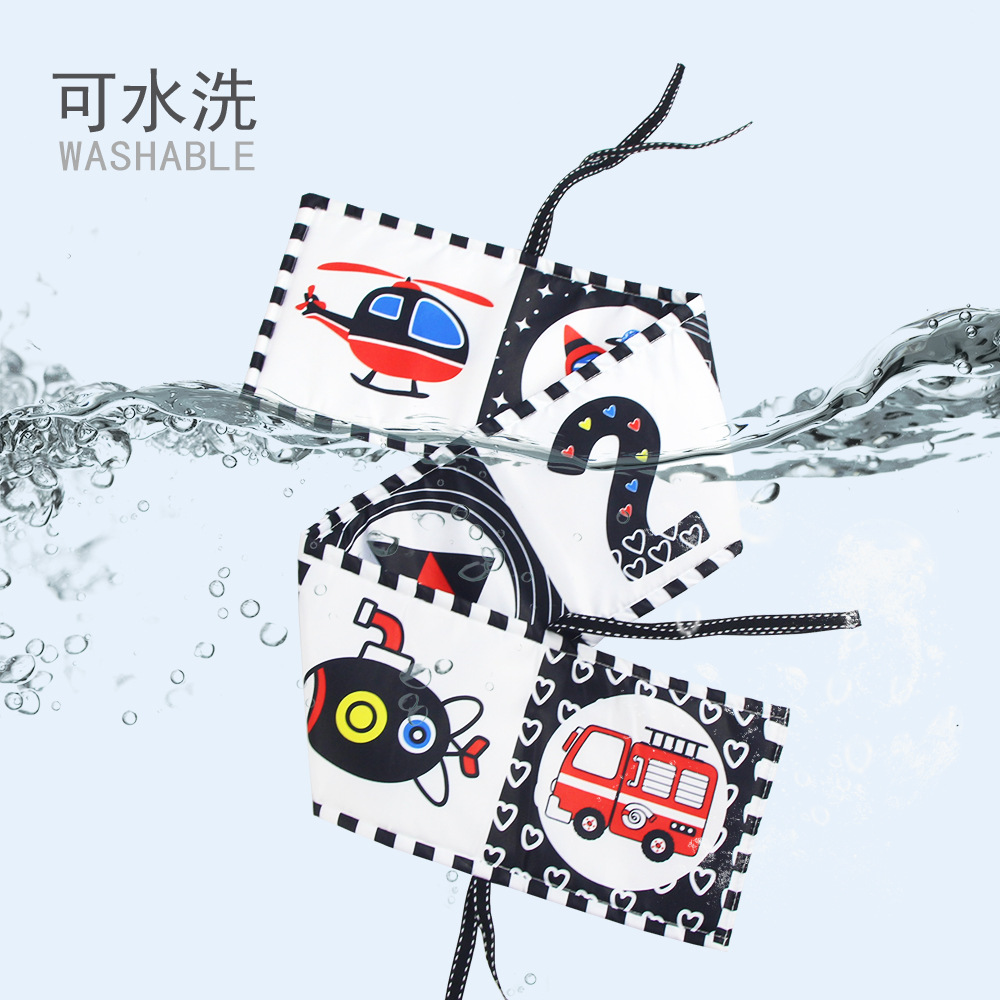 New cross-border foreign trade baby ha ha mirror bed cloth book a variety of black and white children's early education toys cloth book
