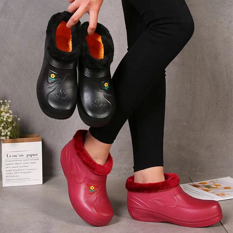 Velvet men's and women's snow boots warm rain boots laundry car wash kitchen sanitary waterproof rain boots kitchen work shoes wholesale