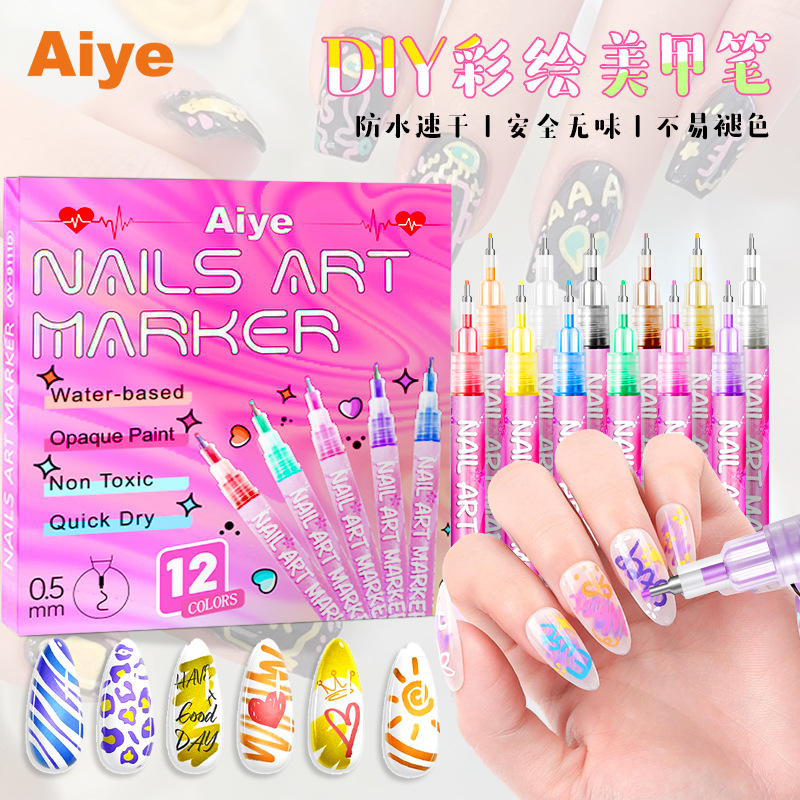 Набор ручек для ногтей DIY, советы по рисованию, точечная роспись, акриловая краска, лайнер для ногтей, гелевая ручка для ногтей