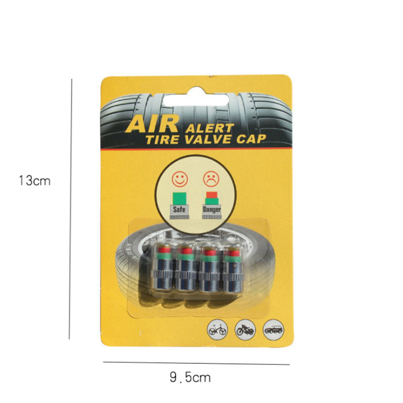 Car tire pressure monitoring cap visual tire pressure warning device tire pressure detector tire pressure cap tire detection cap 4 Pack