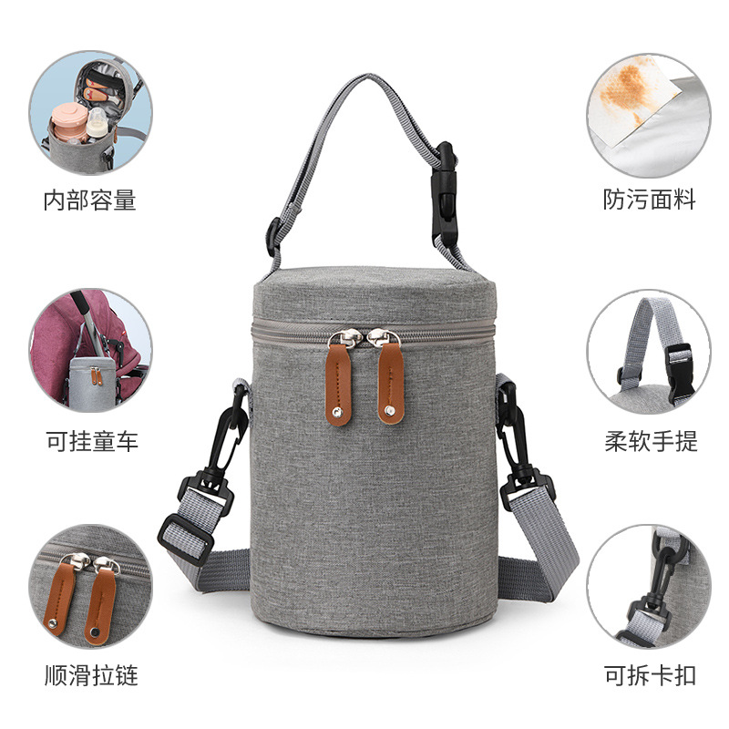 Portable Baby Hanging Bag Thermos Bag Fashionable Bucket Bag Aluminum Foil Thickened Bottle Thermos Bag Water-repellent Mother Bag