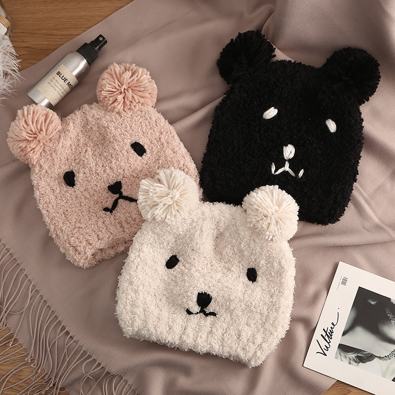 Bear Cute Moon Hat Postpartum Autumn and Winter Warm Hat All-match Thickened Windproof Pregnant Women's Hat Plush Hat