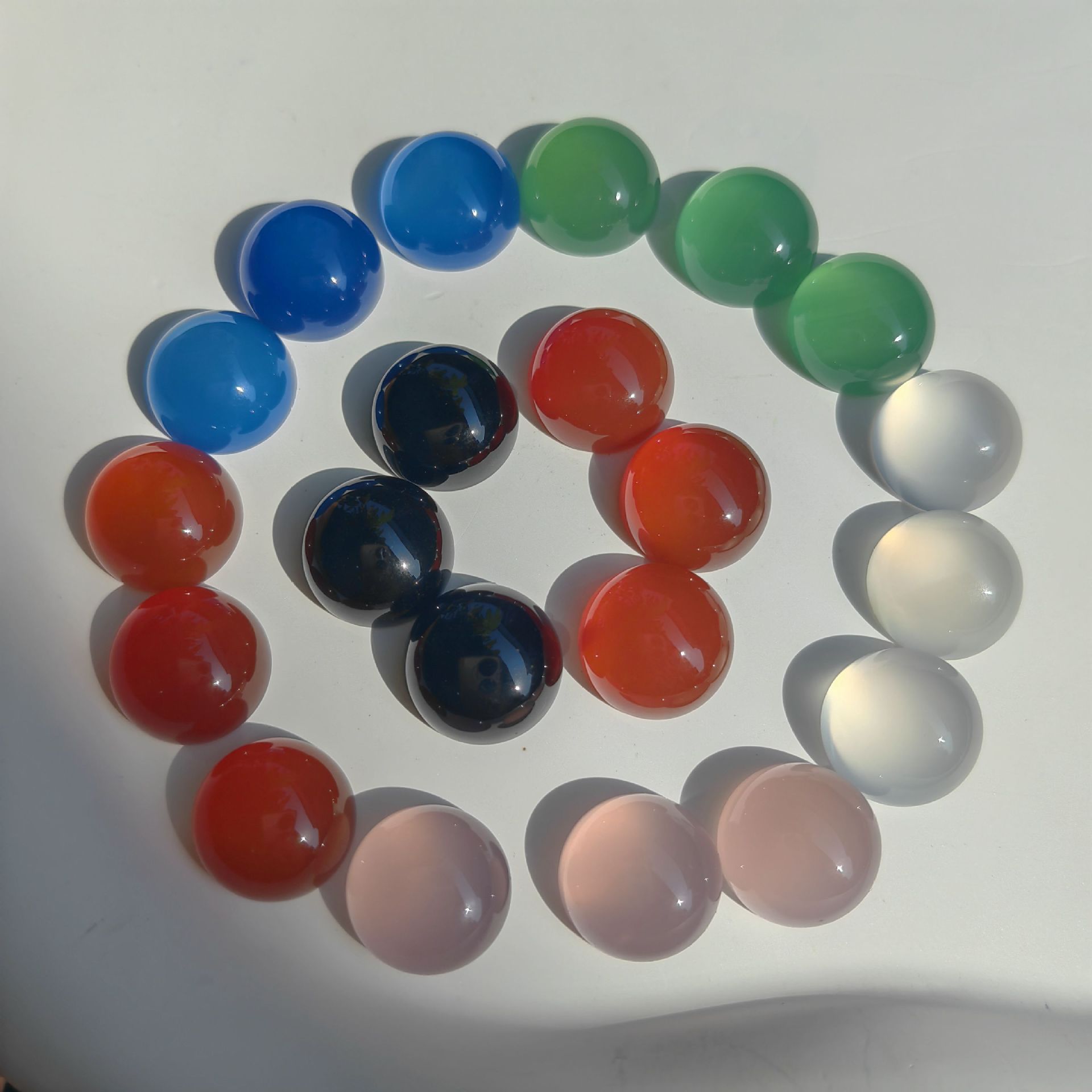 Natural agate ring round flat bottom arc surface patch factory direct diy jewelry accessories Jade with bare stone