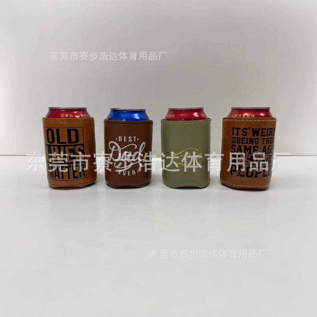 Cross-border Spot PU Leather Diving Material Party Gift Beer Beverage Can Cup Set Beverage Bottle Set