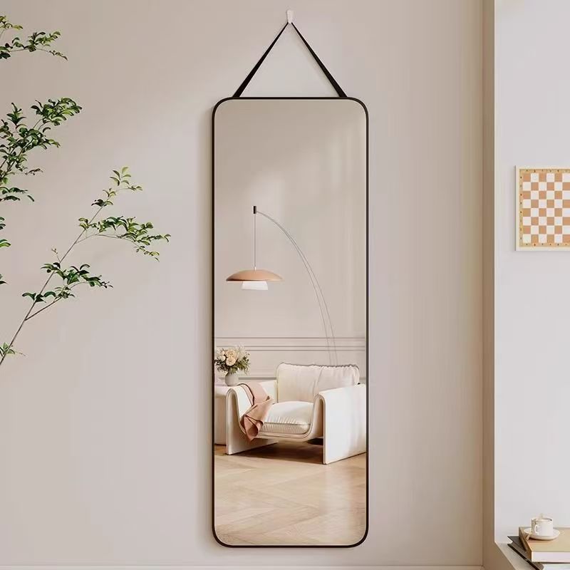 Full-Length Mirror for Home Dormitory Fitting Mirror with Wall Hooks, Traceless Hanging Rope, Quick and Convenient, High-Definition Ultra-Clear 4K Mirror