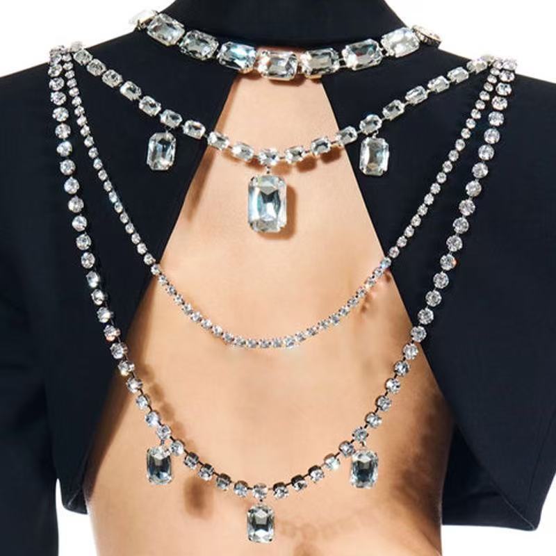 Европейская и американская элегантная многослойная цепь с кристаллическим кулоном стиль светской жизни высококачественная цепь для тела