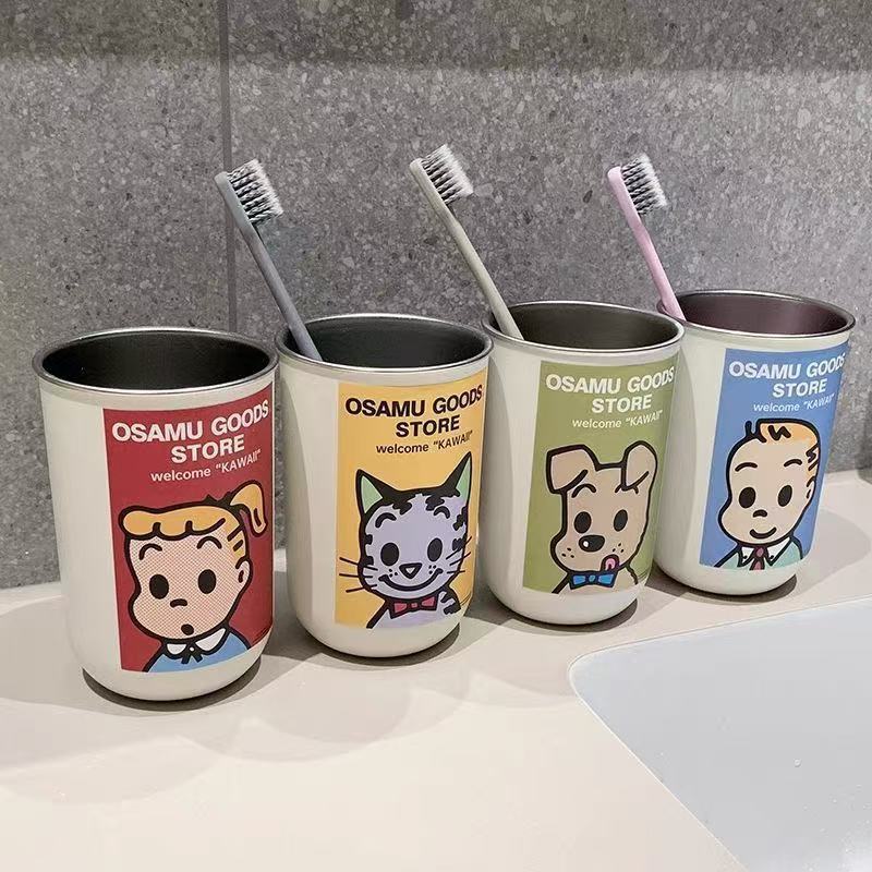 Водяная кружка из нержавеющей стали 304, стильный двойной слой, портативная кружка для кемпинга, мультяшная кружка, кружка для полоскания, кружка для пива