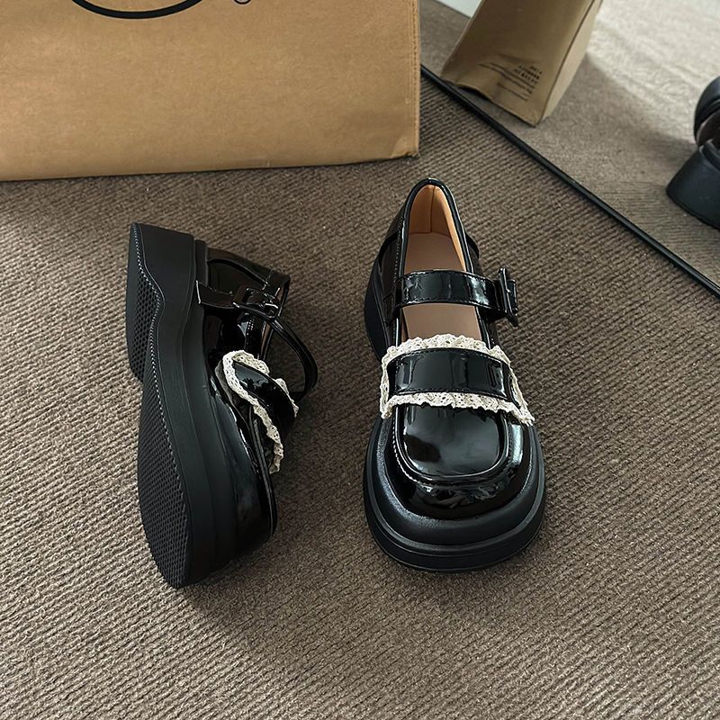 Round-Toe White High-Quality Thick-Soled Small Leather Shoes for Women 2025 New Summer Retro French Mary Jane Shoes