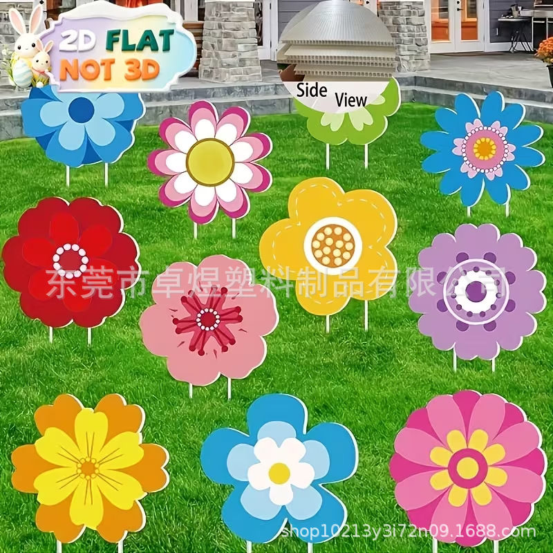 Amazon Easter Spring Flower Garden Yard Sign Outdoor Waterproof Rabbit Garden Decoration Yard Sign
