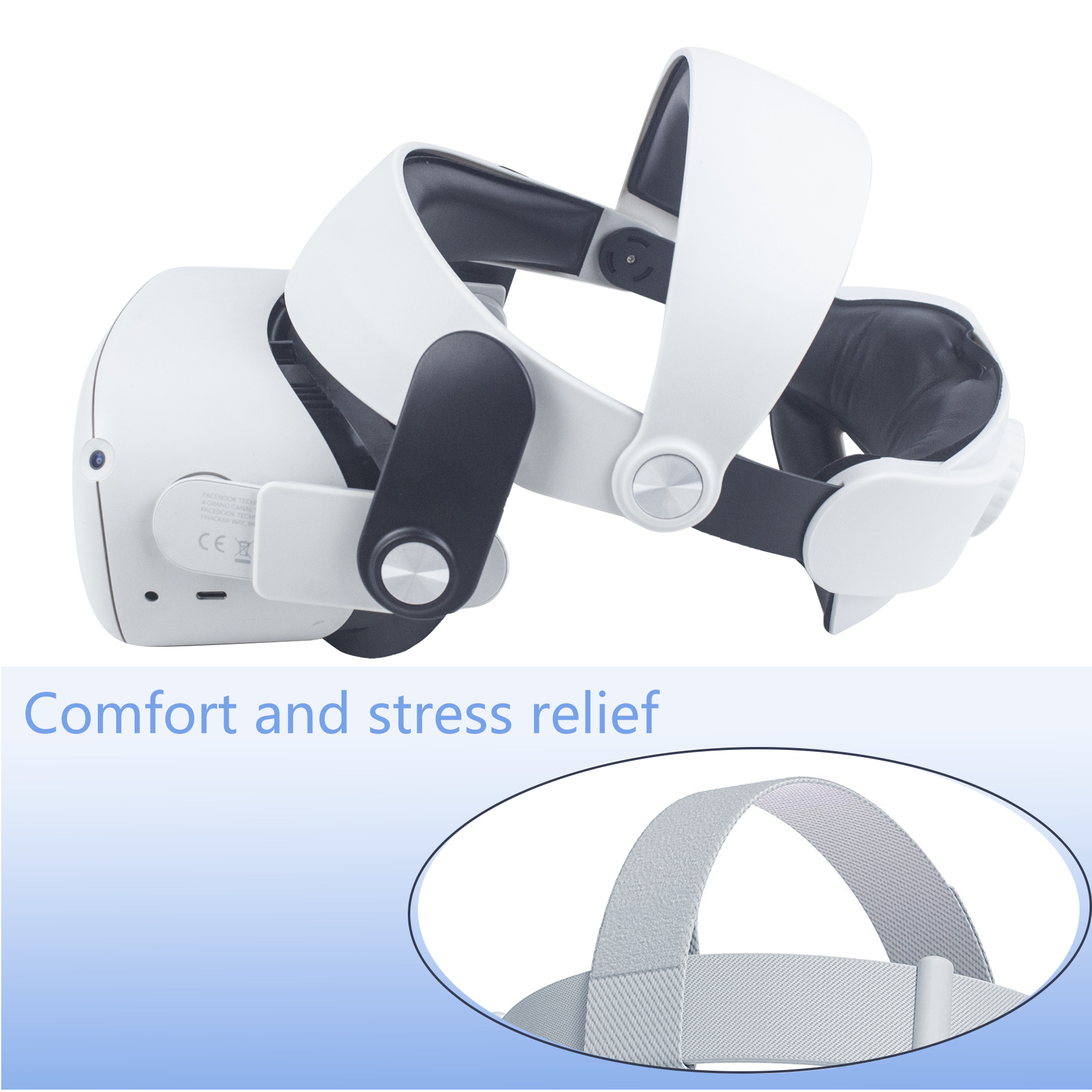 Подходит для Oculus Quest 2, удобная регулируемая повязка на голову, не давит на лицо, аксессуары для горячих VR очков