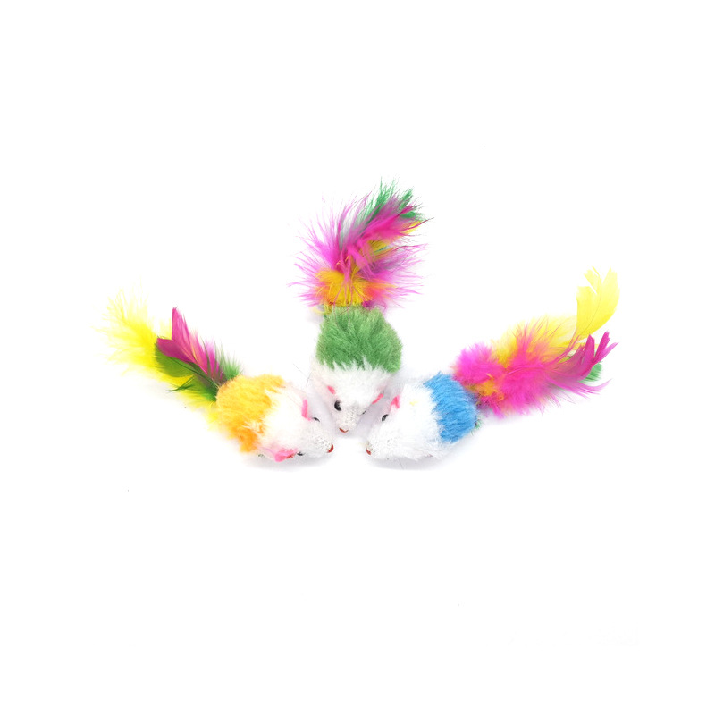 Cat Interactive Toy short plush colorful flying mouse funny cat mouse self-Hi relieving stuffy prey toy pet cat toy