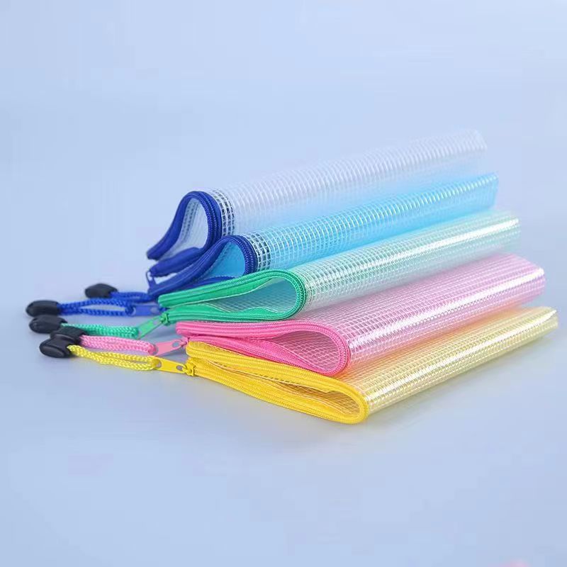 A4 thickened mesh zipper bag transparent file bag student textbook test paper storage bag waterproof information bag