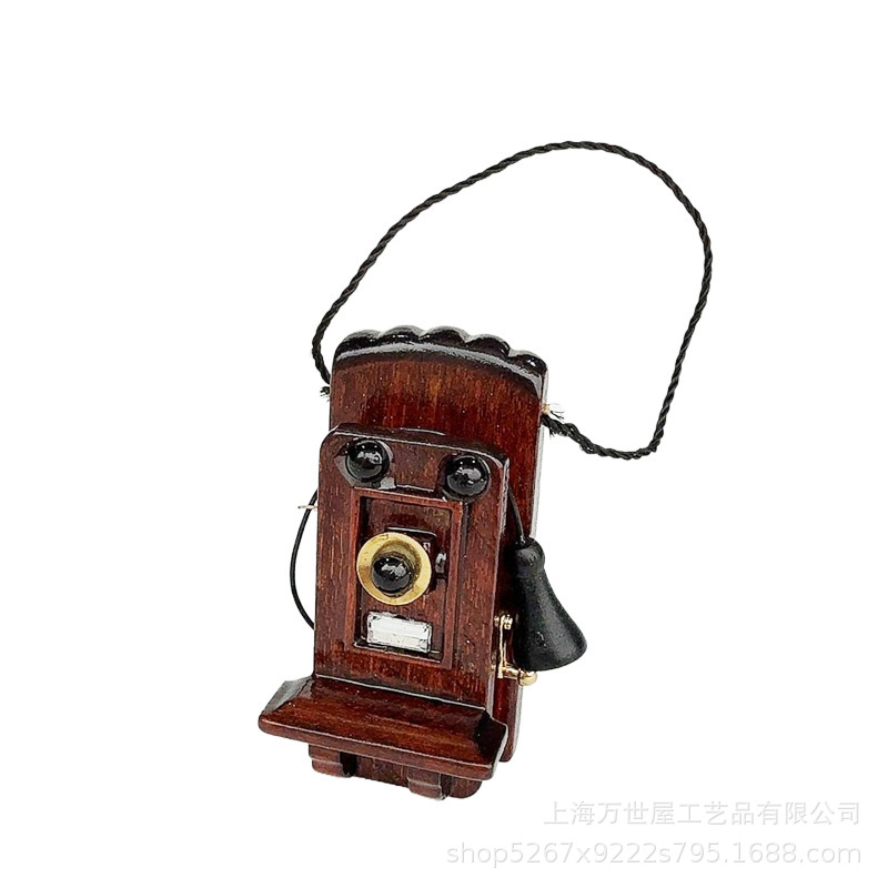 1:12dollhouse doll house mini simulation [retro old wall phone] model ornaments