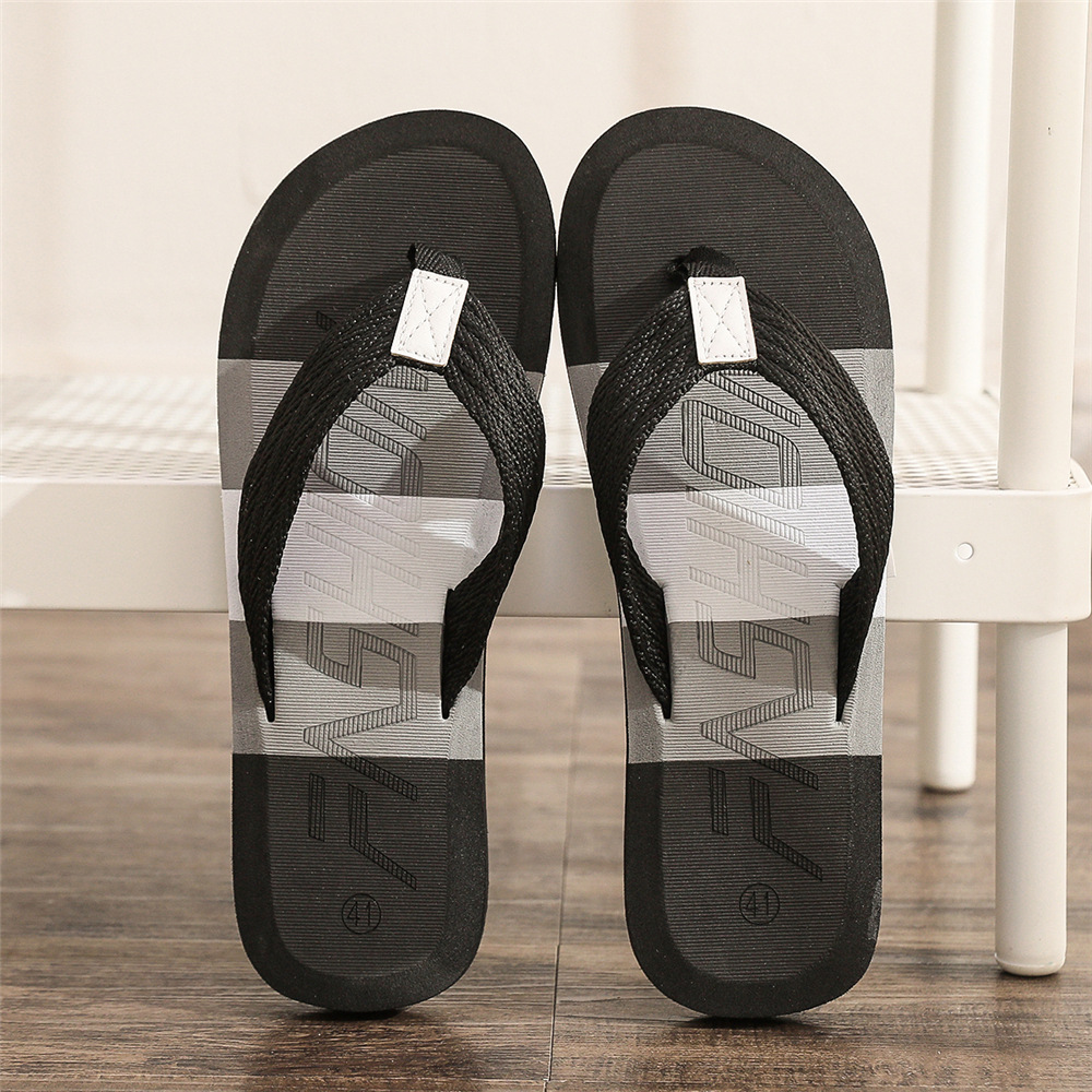 Cross-Border New Fashion Color-Blocked Flip-Flops Men's Summer European and American Trendy Outer Wear Foreign Trade Middle Eastern Beach Slippers