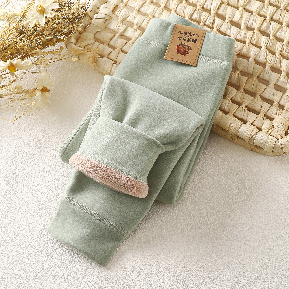 Children's Olympic fleece pants boys and girls autumn and winter warm pants medium and big children thickened fleece-lined long johns leggings wholesale