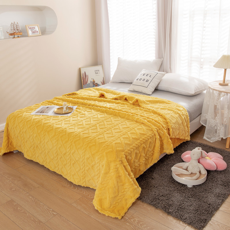 Solid Color 3D Jacquard All Year Round Taffeta Blanket Quilted Flannel Spring and Summer Nap Blanket Cover Small and Super Soft