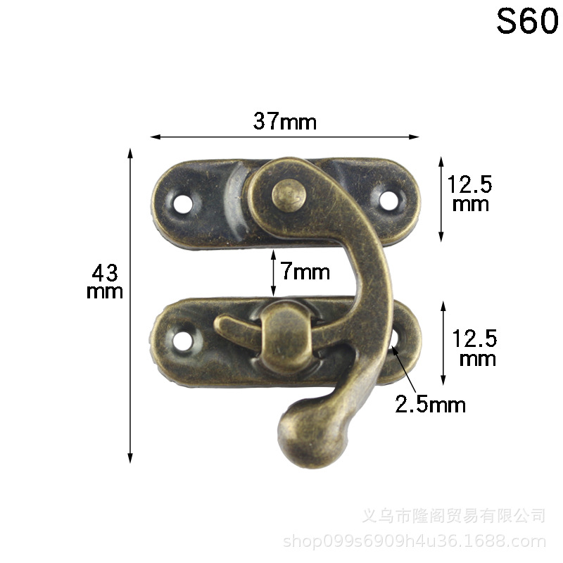 Small Wooden Box Buckle Lock Hook Iron Corner Lock Wooden Box Wine Box Buckle Gift Box Buckle Medium Lock Hook Corner Lock