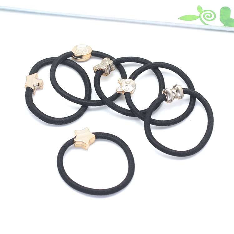 Gold bead hair ring new hair accessories Korean hair rope hair rubber band leather 2 yuan store supply head jewelry wholesale