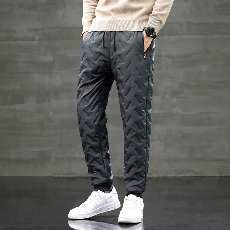 Men's Fleece-Lined Pants Winter Thick Cotton Pants Outdoor Jogger Casual Long Pants Windproof Oversized Warm Fleece Pants