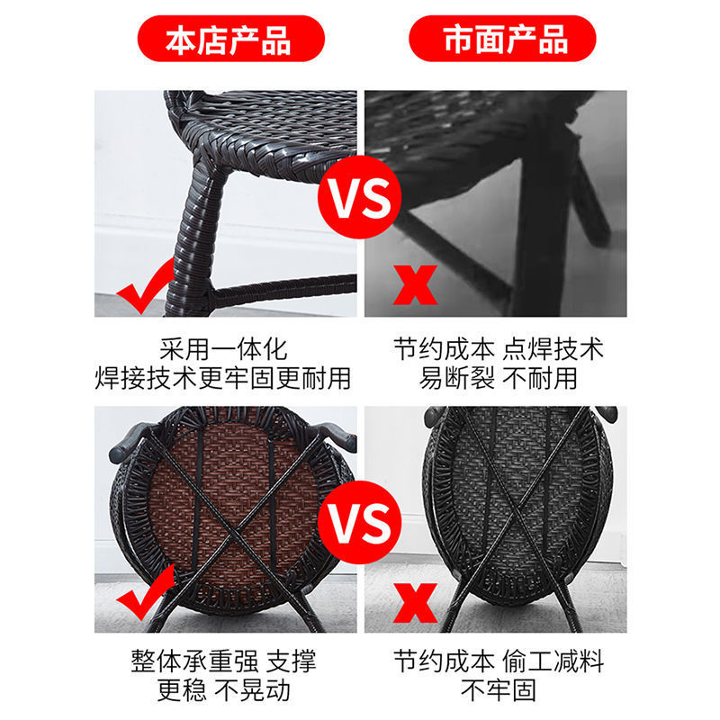 Balcony Small Table and Chairs Outdoor Courtyard Coffee Table Combination Leisure Outdoor Terrace Rattan Backrest Chair Rattan Chair Three-piece Set