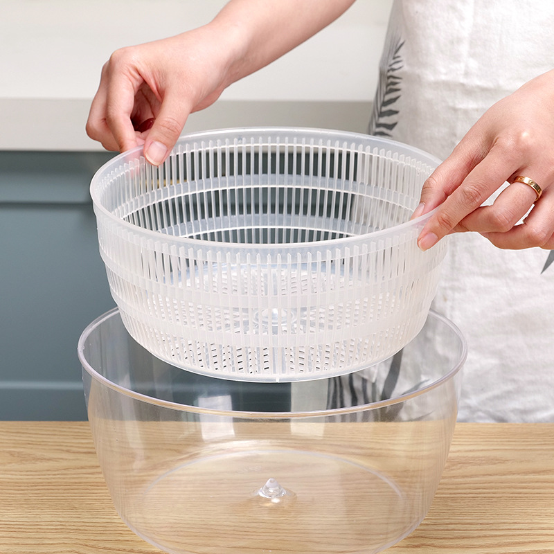 Transparent Hand Vegetable Dehydrator Fitness Meal Vegetable Salad Fruit and Vegetable Dehydrator Cleaning Storage Shake Dry Draining Basket