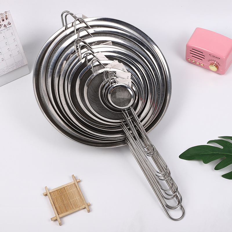 Cooking Deep-Fried Pointed-Ear Oil-Proof Spoon Stainless Steel Wide-Side Filter Mesh Leakage Household Large Colander