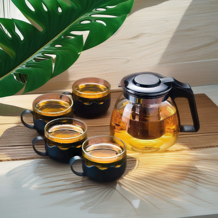 Чайник из стекла на 1000/2000 мл, жаропрочный, большой объем, цветочный чайник, набор для кипячения воды