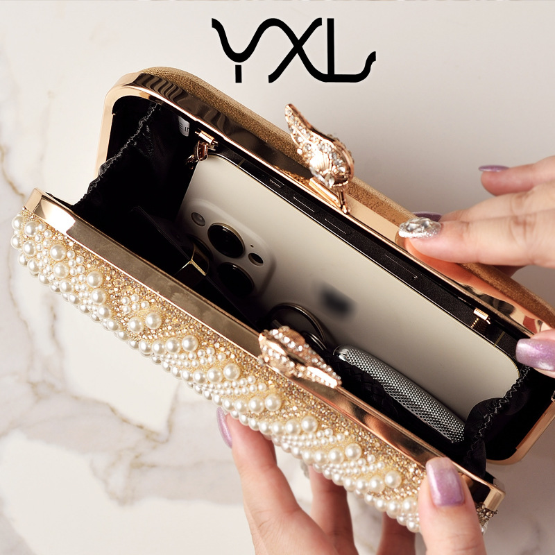 New Fashion Pearl Evening Bag Cross-Border Party Dress Bag Banquet Women's Clutch Bag Manufacturer Direct Sales Cheongsam Bag