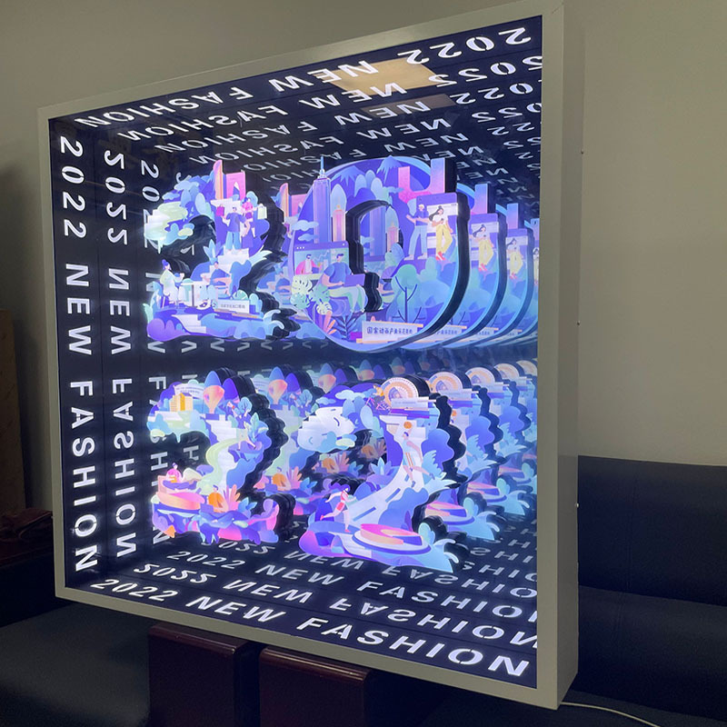 Holographic 3D Dancing Thousand-Layer Mirror Floor Tile Light Led Glowing Stage Light Abyss Mirror Magnetic Floor Light 3D Illusion