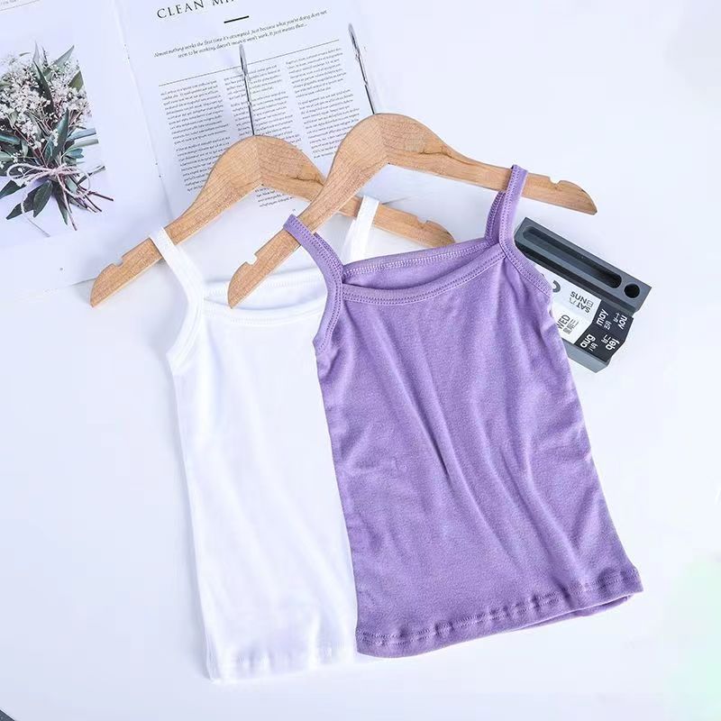Летняя майка для девочек однотонная детская топовая майка для девочек базовая футболка корейская детская одежда