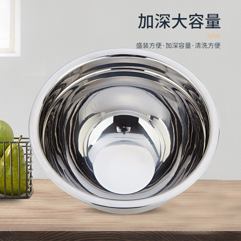 Non-Magnetic Thickeneded Stainless Steel Egg-Beating Basin with Lid, Silicone Bottom, Scaled Baking Salad Basin Bowl, Food-Grade Stainless Steel
