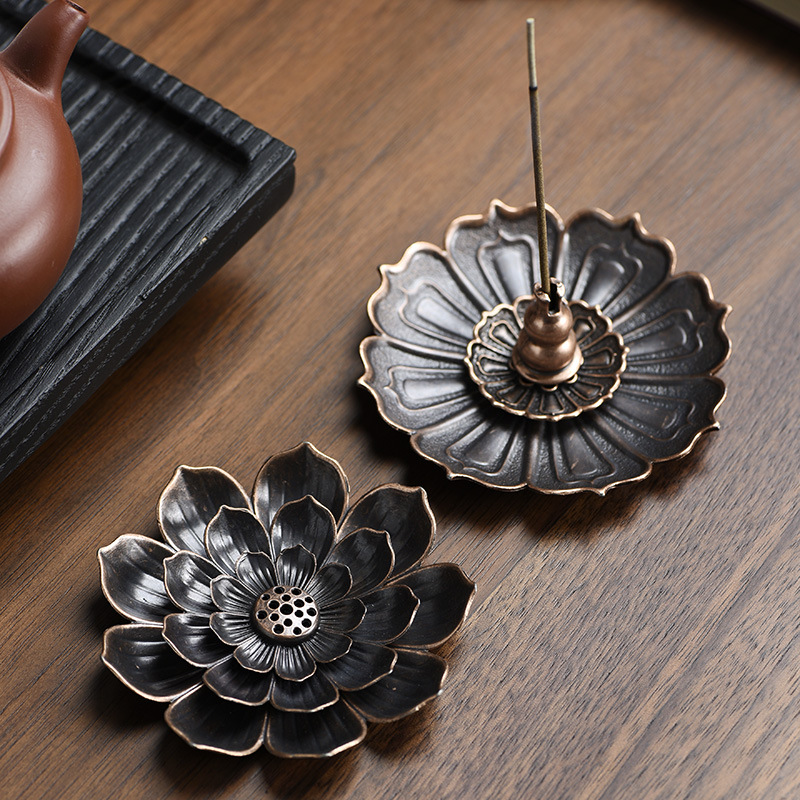 Factory direct gourd incense burner accessories multifunctional incense holder line lotus incense plate incense holder alloy incense