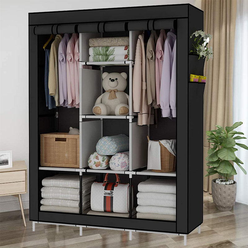 Cloth Wardrobe Assembly Non-Woven Dust-Proof Storage Wardrobe Hanging Simple Wardrobe Hanger Steel Frame Dormitory Combination Foldableing Cabinet