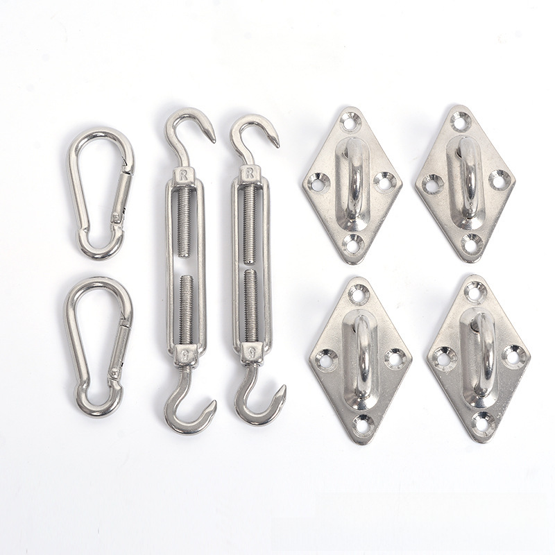 Rain-proof Shade Net Canvas Accessories Stainless Steel Diamond Door Buckle Flower Blue Screw Spring Buckle Black Clip Pull Rope