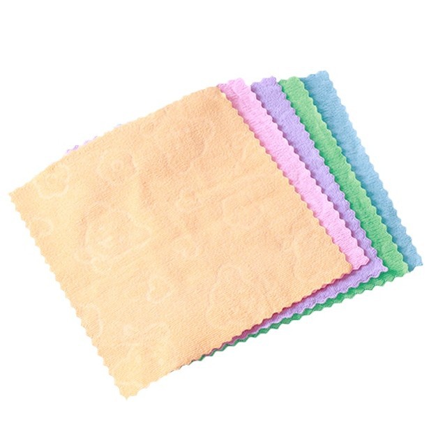 Dropshipping Manufacturer Wholesale Microfiber Small Square Towel Embossed Bear Towel Colorful Warp Knitted Towel Event Gift