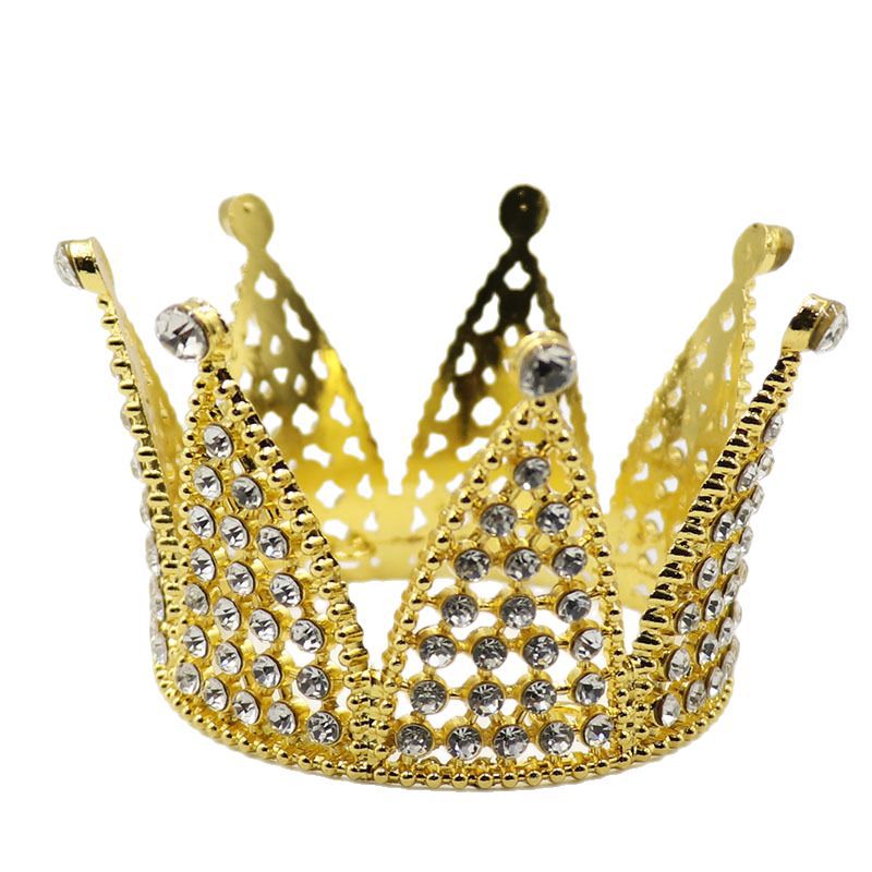 Plastic Crown Cake Decorative Ornaments Mini Round Crown with Pearl Children's Princess Headwear Highlight Small Crown Women