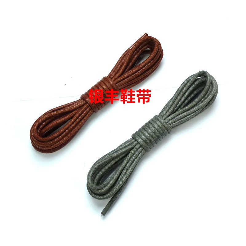Wholesale Men's and Women's Cotton Waxed Shoelaces Round Thick 0.25cm Leather Shoelaces Boots Shoelaces High-Top Leather Shoelaces Dark Green