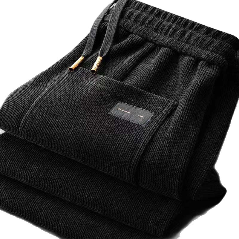 秋冬季灯芯绒直筒宽松休闲裤男士大码百搭外穿加绒运动裤休闲男裤