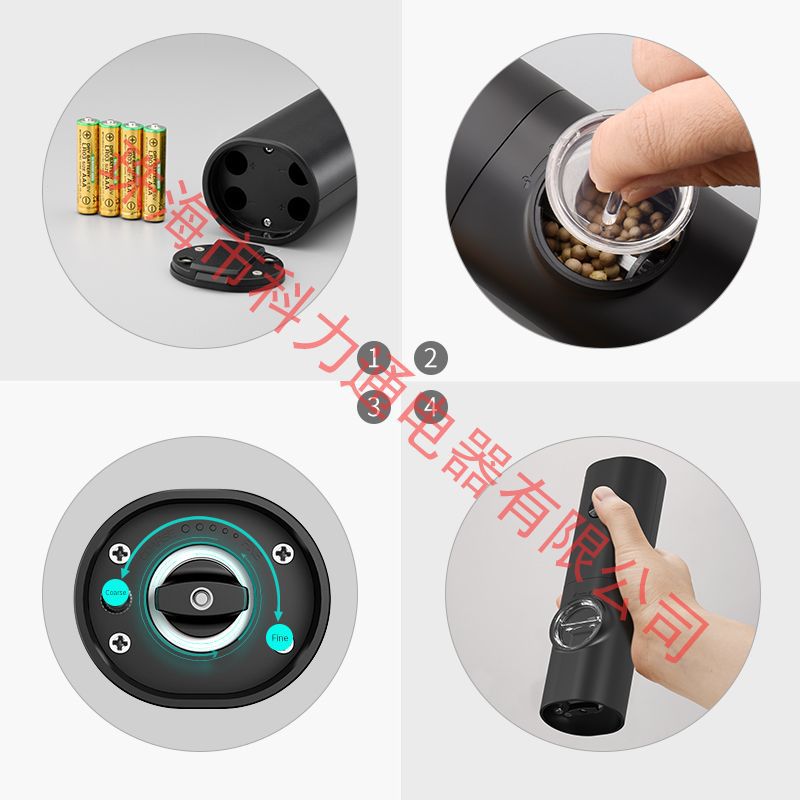 Kolitong Black Pepper Grinder New Gravity Induction Stainless Steel Electric Button Sea Salt Grinder Factory Direct Supply
