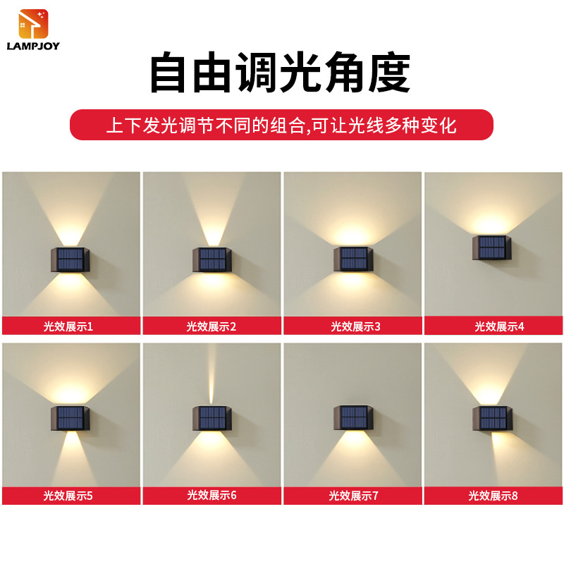 Cross-border new outdoor wall lamp courtyard landscape decorative lamp garden wall washing lamp waterproof solar atmosphere lamp