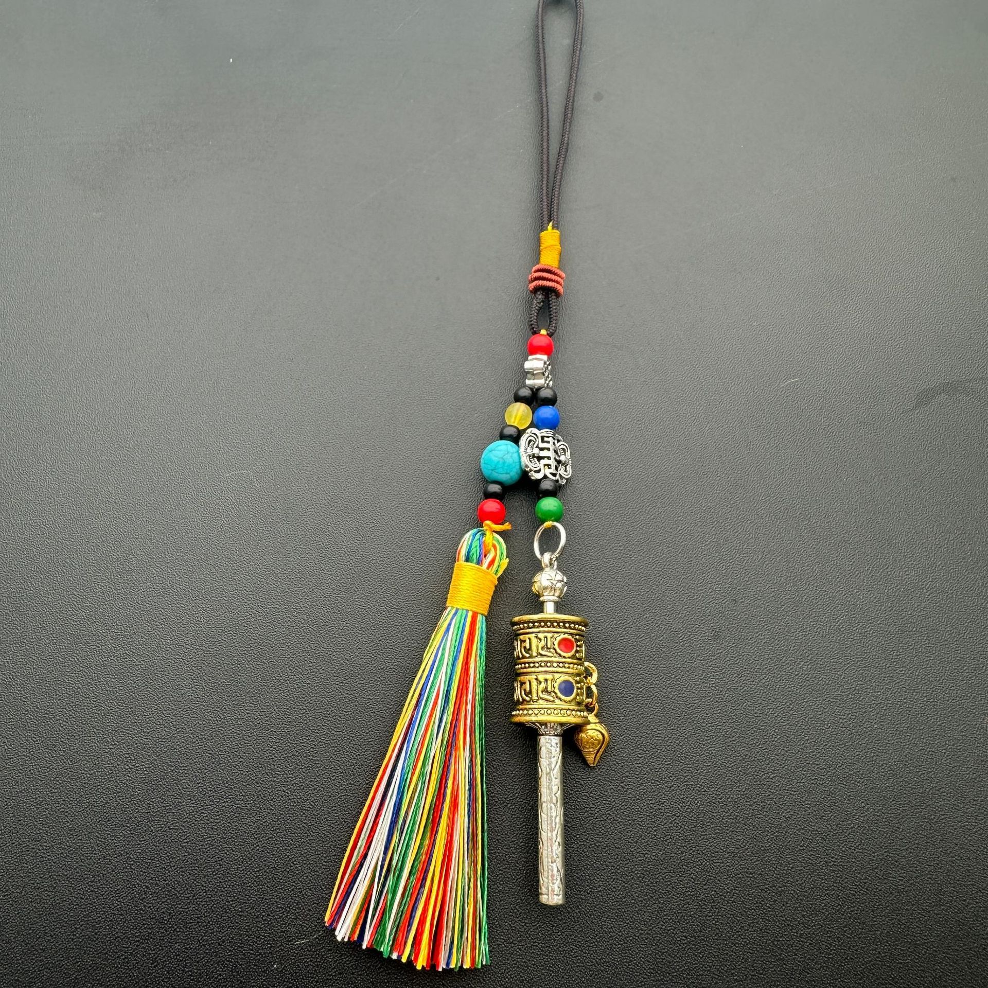 Xizang Six-Word Mantra Prayer Wheel Waist Pendant Small Ornament Car Interior Tassel Bag Keychain Blessing Pendant