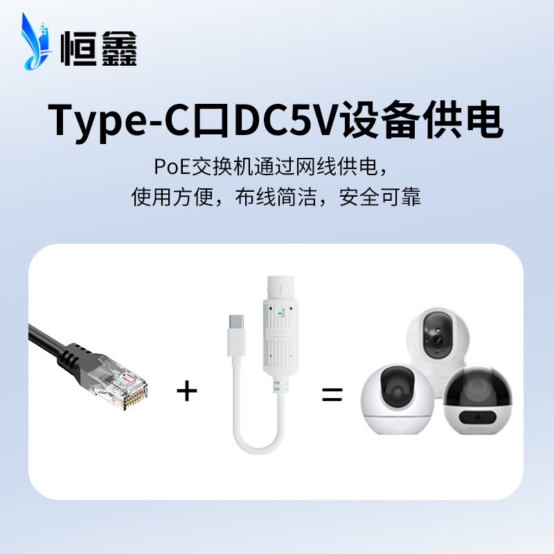 48V to 5V2.4A Standard Poe Converter Wifi Camera Tablet Phone Type-C Port Power Supply Module